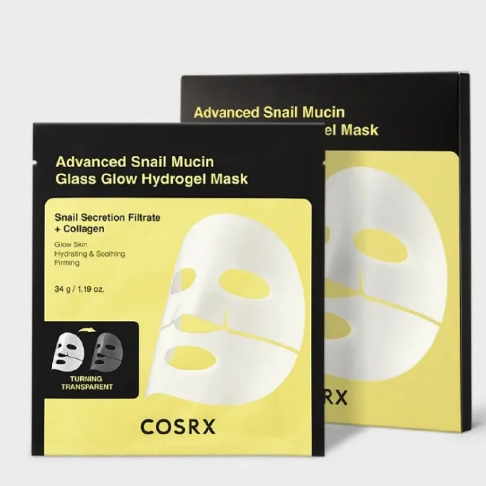 COSRX Advanced Snail Mucin Glass Glow Hydrogel Mask – Μάσκα υδρογέλης με 25% Εκχύλισμα Σαλιγκαριού για Λάμψη & Ενυδάτωση