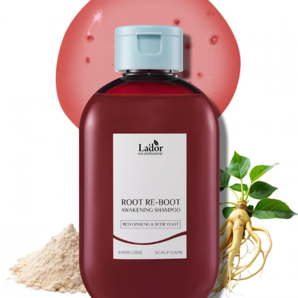 LADOR root re boot awakening shampoo red ginseng & beer 300ml - Αναζωογόνηση και Έλεγχος της Λιπαρότητας από τη Ρίζα