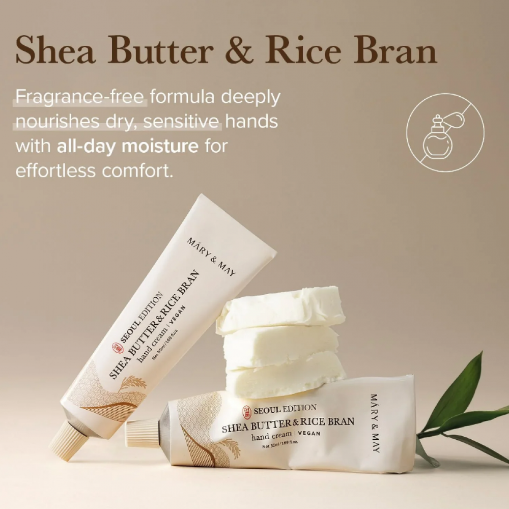 MARY & MAY Shea Butter & Rice Bran Hand Cream 50ml - Βαθιά Θρέψη και Μεταξένια Απαλότητα για τα Χέρια σας