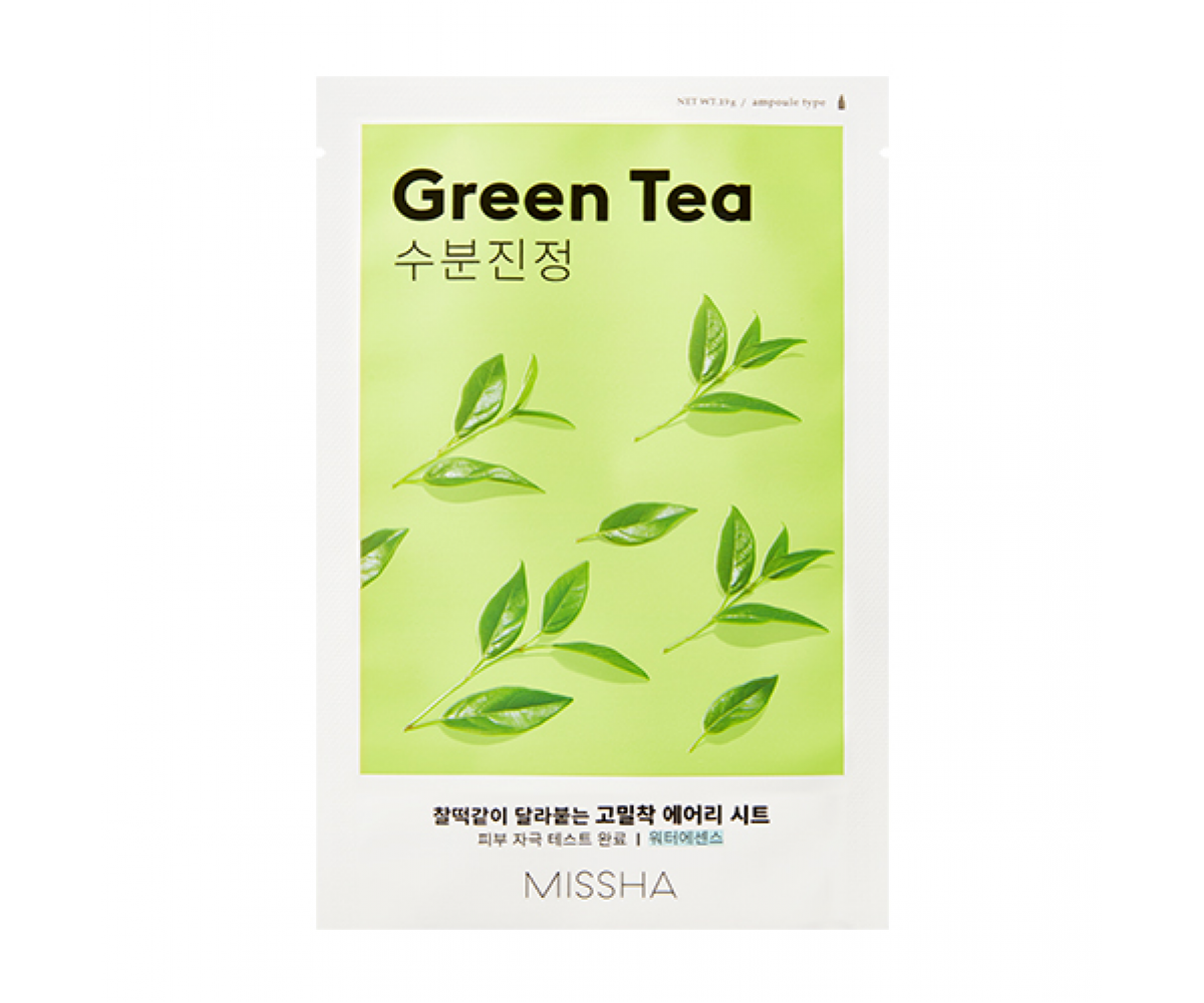 MISSHA AIRY FIT SHEET MASK GREEN TEA- Μάσκα με εκχύλισμα Πράσινου Τσαγιού προσφέρει προστασία,καταπράυνση,ανανέωση και βελτίωση της επιδερμίδας.