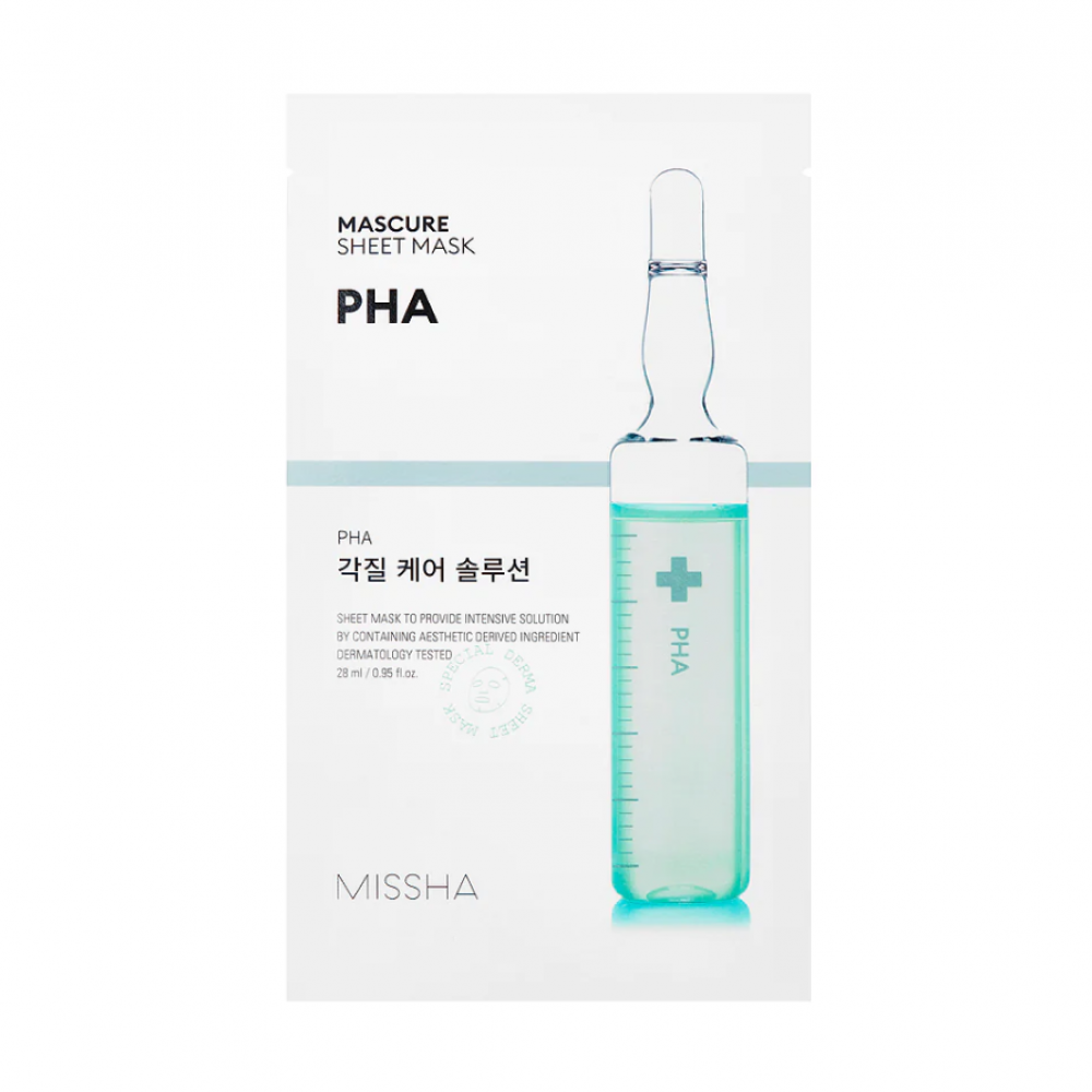 MISSHA MASCURE  PHA SHEET MASK- Μάσκα με πολύ-υδροξέα για απαλή απολέπιση των νεκρών κυττάρων