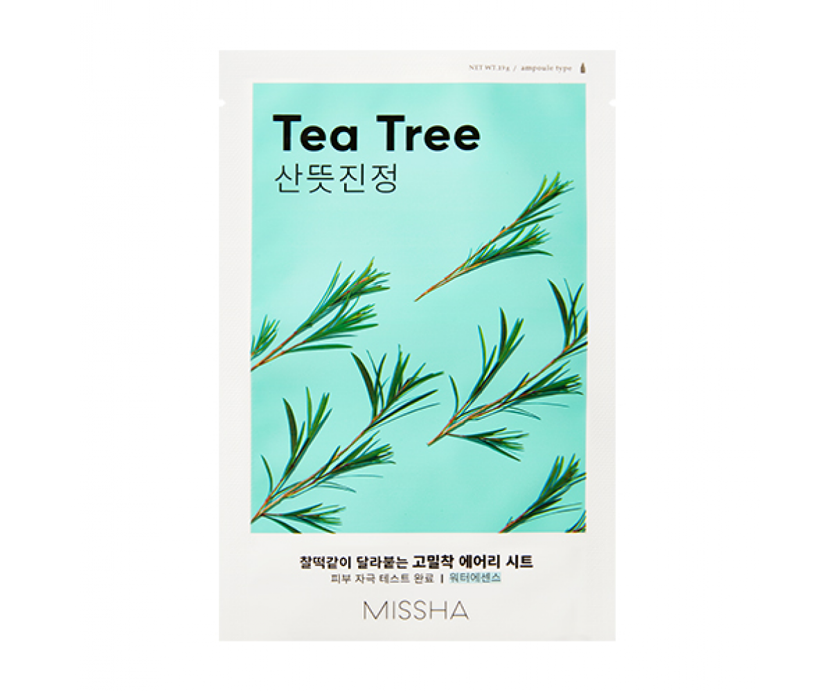 MISSHA AIRY FIT SHEET MASK TEA TREE -  Μάσκα με τεϊόδεντρο για αντιμικροβιακή,αντιφλεγμονώδη,αντισηπτική και καταπραϋντική δράση