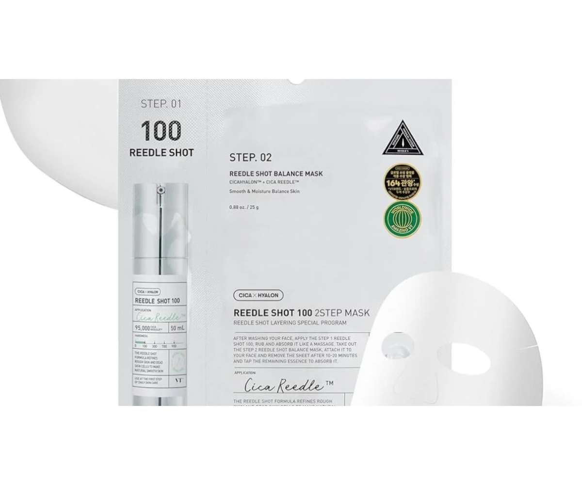 VT COSMETICS Reedle Shot 100 2Step Mask - Μάσκα 2 βημάτων με τεχνολογία microneedle